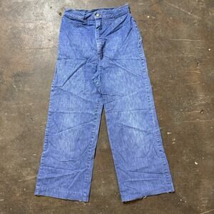 Vintage 70s Sears Wide Leg Jeans Womens 14 26x27 Indigo Denim Talon Zip USA